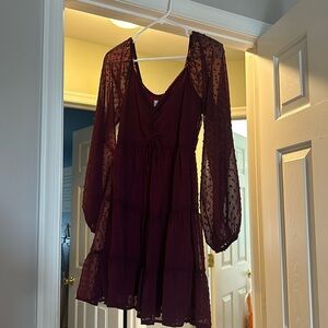 maroon altard state long sleeve dress